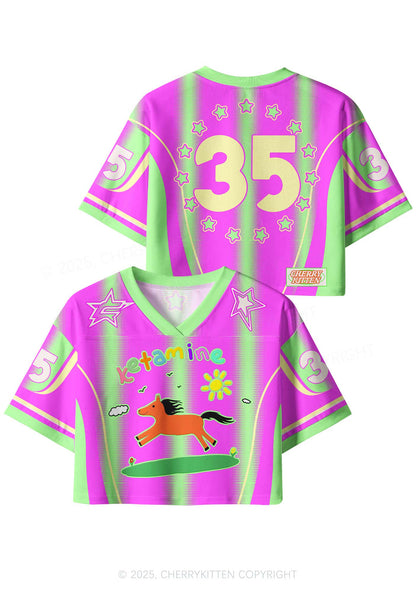 Custom Bright Pink Pony Y2K Crop Sport Jersey Shirts Cherrykitten