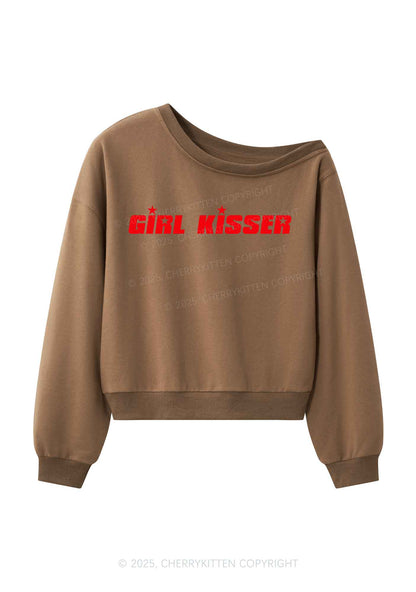 Girl Kisser Star Y2K Off Shoulder Sweatshirts Cherrykitten