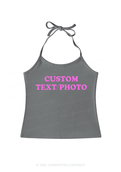 Custom Personalized Text Y2K Halter Neck Cami Cherrykitten