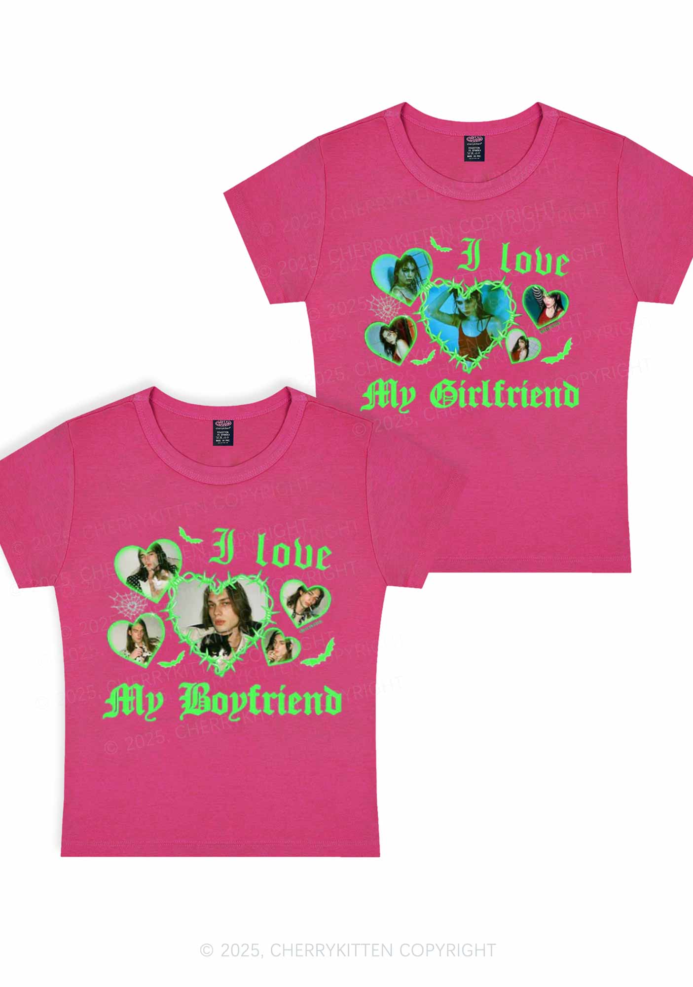 Custom Gothic GF BF Photos Y2K Valentine's Day Baby Tee Cherrykitten