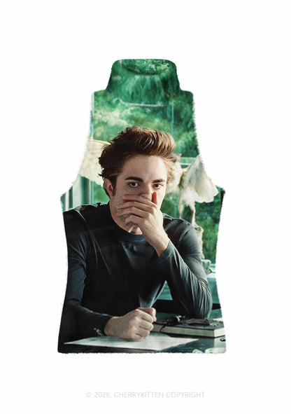 Vampire Boy Y2K Knit Turtleneck Tank Top Cherrykitten
