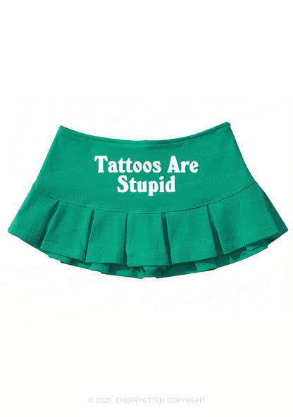 Tattoos Are Stupid Y2K Mini Pleated Skirts Cherrykitten