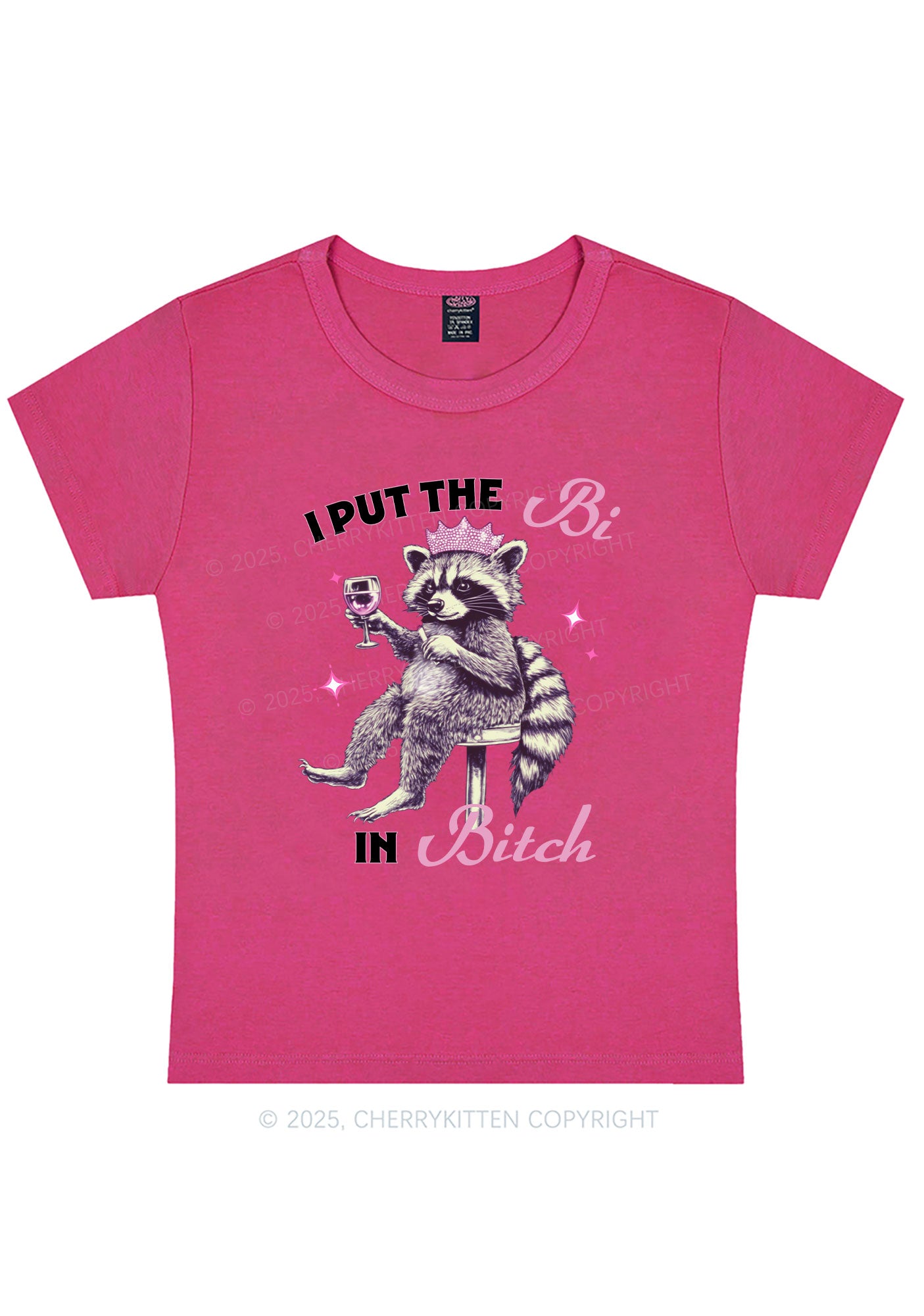 Curvy Bi Bxxch Raccoon Pride Y2K Baby Tee Cherrykitten