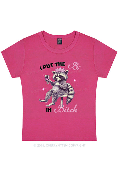 Curvy Bi Bxxch Raccoon Pride Y2K Baby Tee Cherrykitten