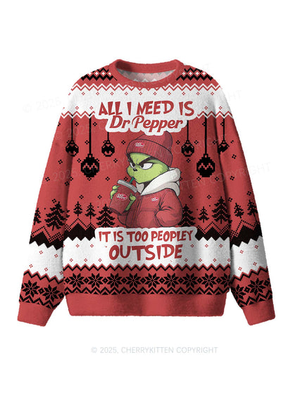 All Need Dr Pepper Y2K Christmas Knit Sweatshirt Cherrykitten