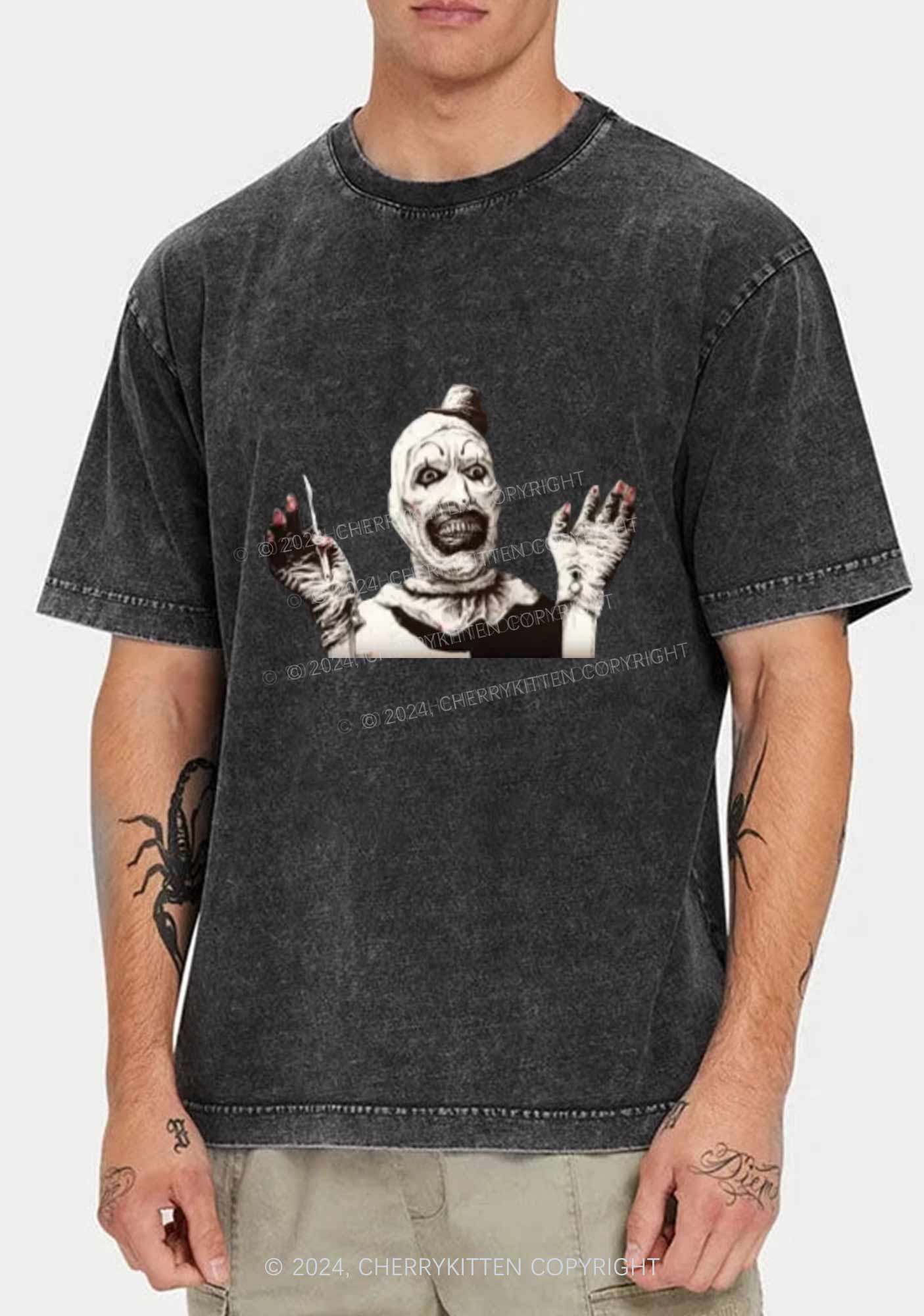 Halloween Terrifier Clown Y2K Washed Tee Cherrykitten