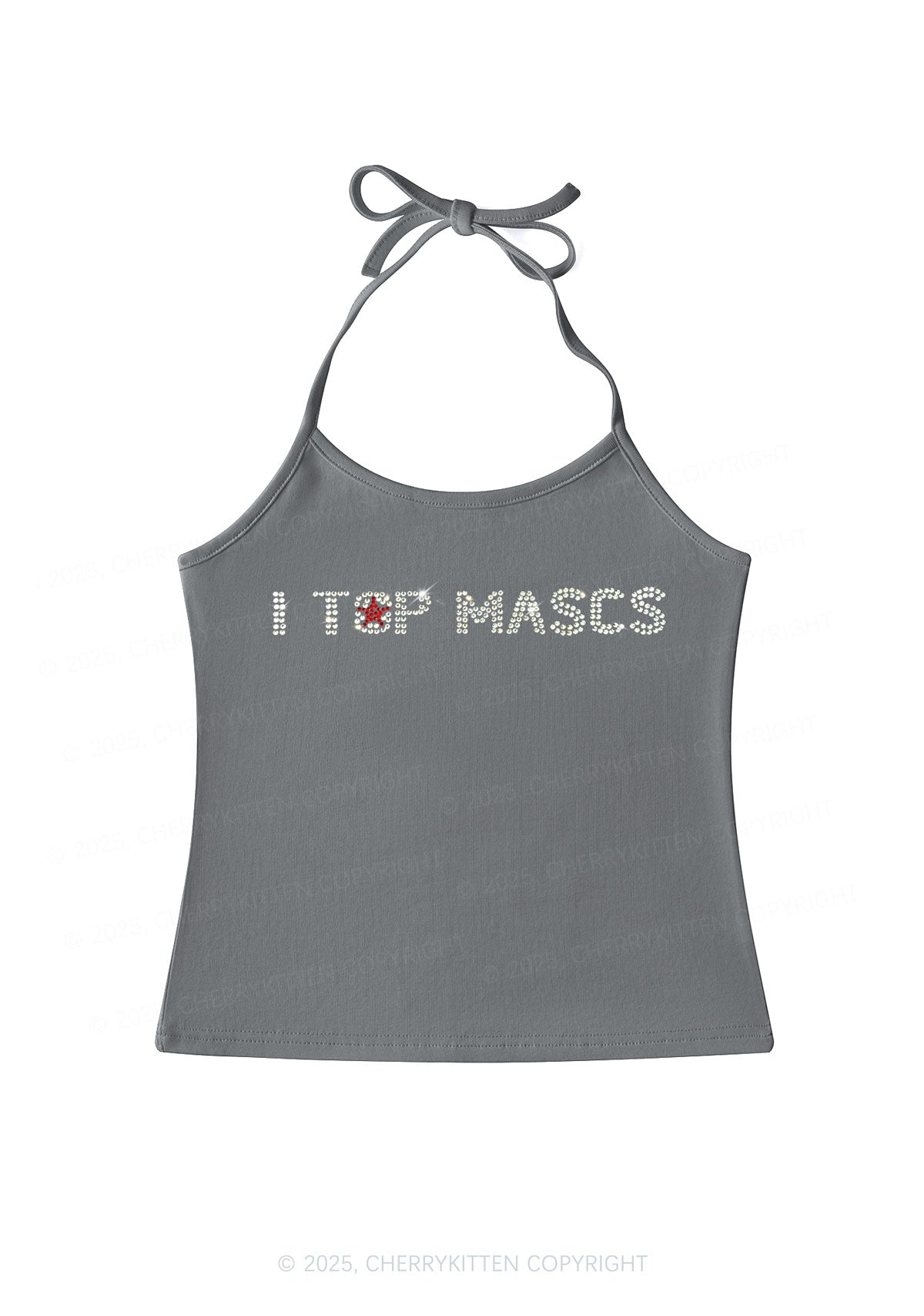 Rhinestone I Top Mascs Pride Y2K Halter Neck Cami Cherrykitten