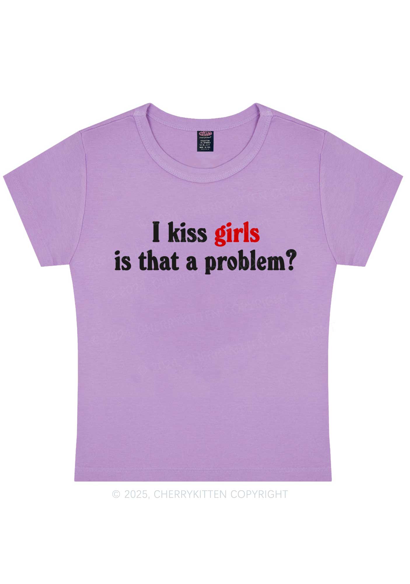 I Kiss Girls Y2K Baby Tee Cherrykitten