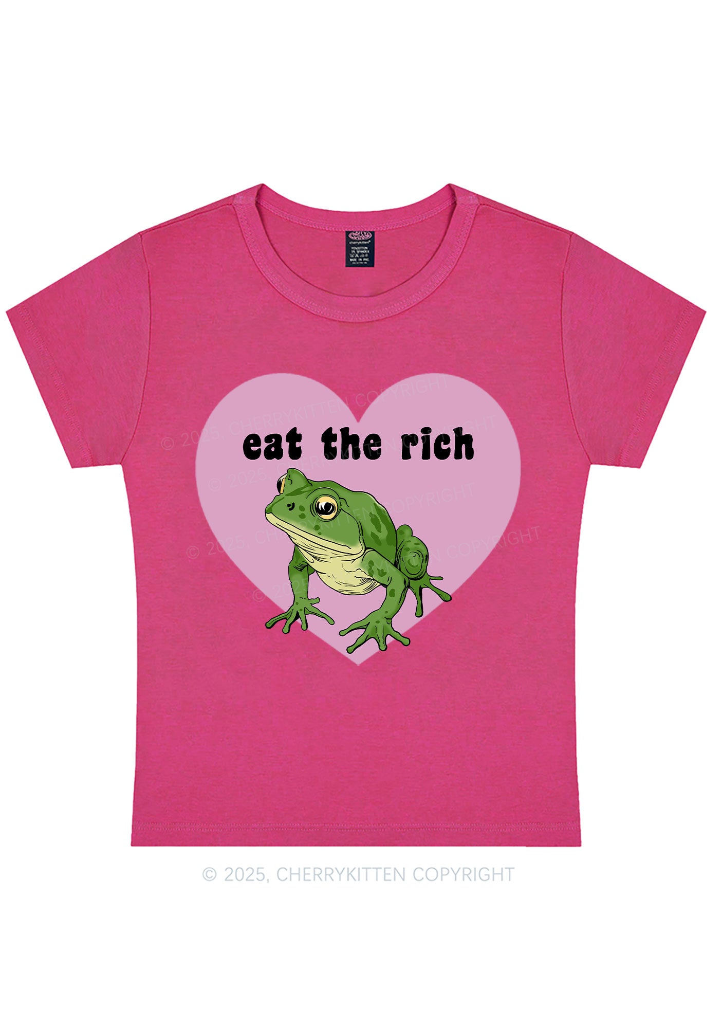 Curvy Eat The Rich Frog Y2K Baby Tee Cherrykitten