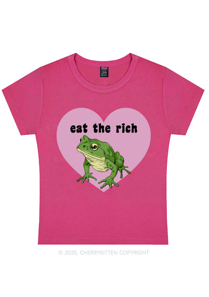 Curvy Eat The Rich Frog Y2K Baby Tee Cherrykitten