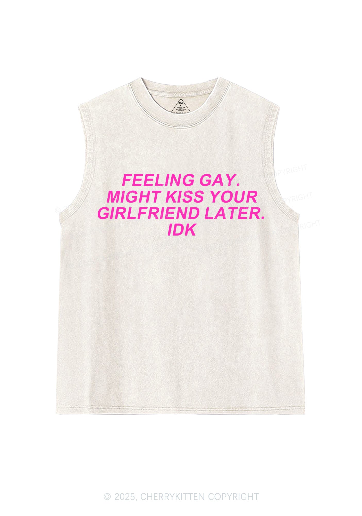 Kiss Your GF Later Pride Y2K Washed Muscle Tank Cherrykitten