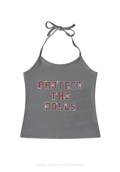 Rhinestone Protect The Dolls Pride Y2K Halter Neck Cami Cherrykitten
