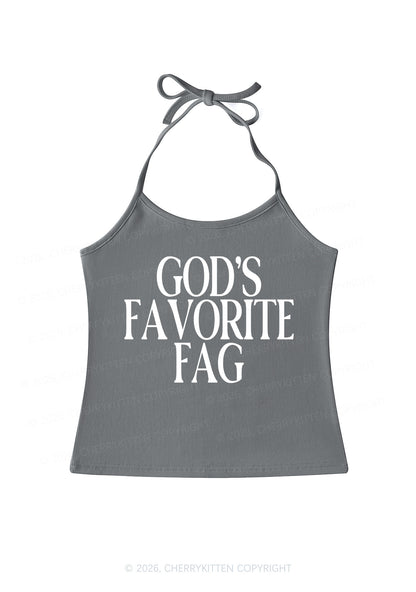 Gods Favorite Fag Pride Y2K Halter Neck Cami Cherrykitten