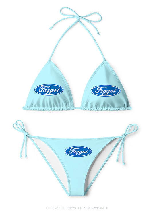 Blue Faggot Pride Y2K Print Bikini Set Cherrykitten
