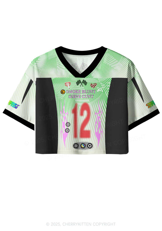 Custom Green Smoke Blunt Y2K Crop Sport Jersey Shirts Cherrykitten