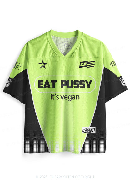 Eat Puxxy Its Vegan Y2K Sport Jersey Shirts Cherrykitten