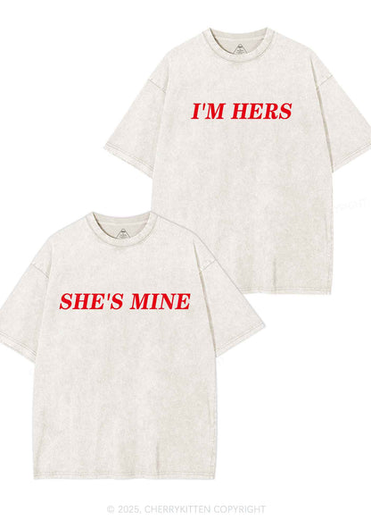 Shes Mine Im Hers Y2K Valentine's Day Washed Tee Cherrykitten