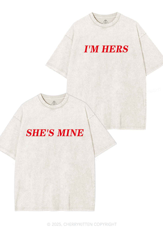Shes Mine Im Hers Y2K Valentine's Day Washed Tee Cherrykitten