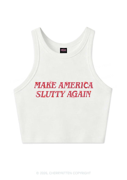 Rhinestone Make America Slxtty Y2K Crop Tank Top Cherrykitten