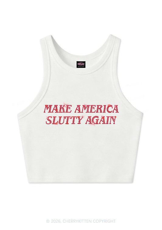 Rhinestone Make America Slxtty Y2K Crop Tank Top Cherrykitten