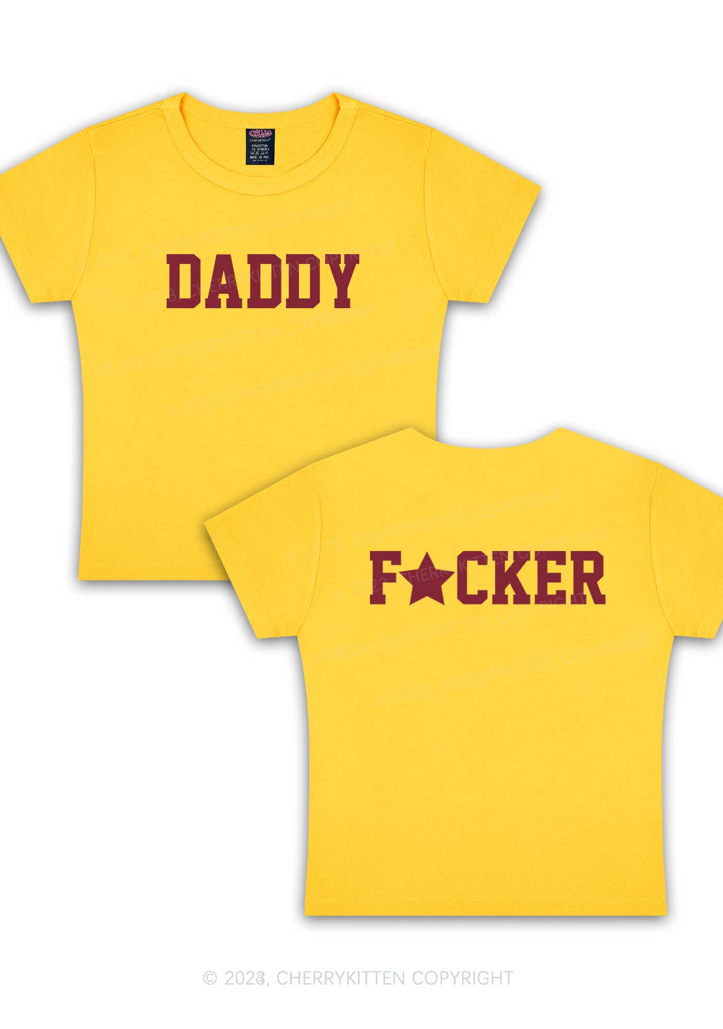 Daddyfxcker Two Sides Y2K Baby Tee Cherrykitten