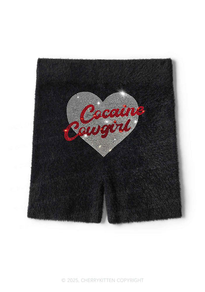 Rhinestone Cola Cowgirl Y2K Fluffy Shorts Cherrykitten