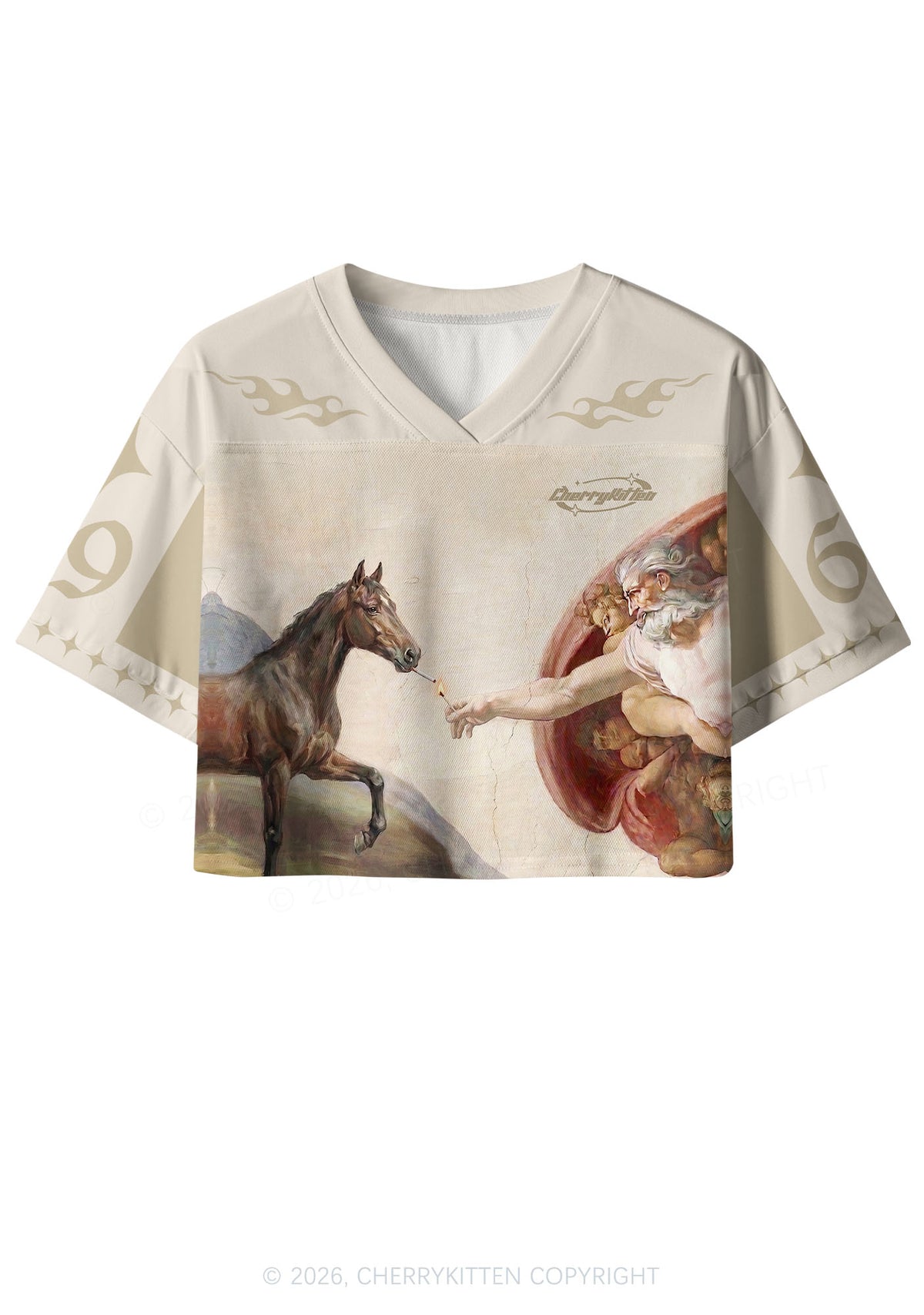 God Smoking Horse Y2K Crop Sport Jersey Shirts Cherrykitten