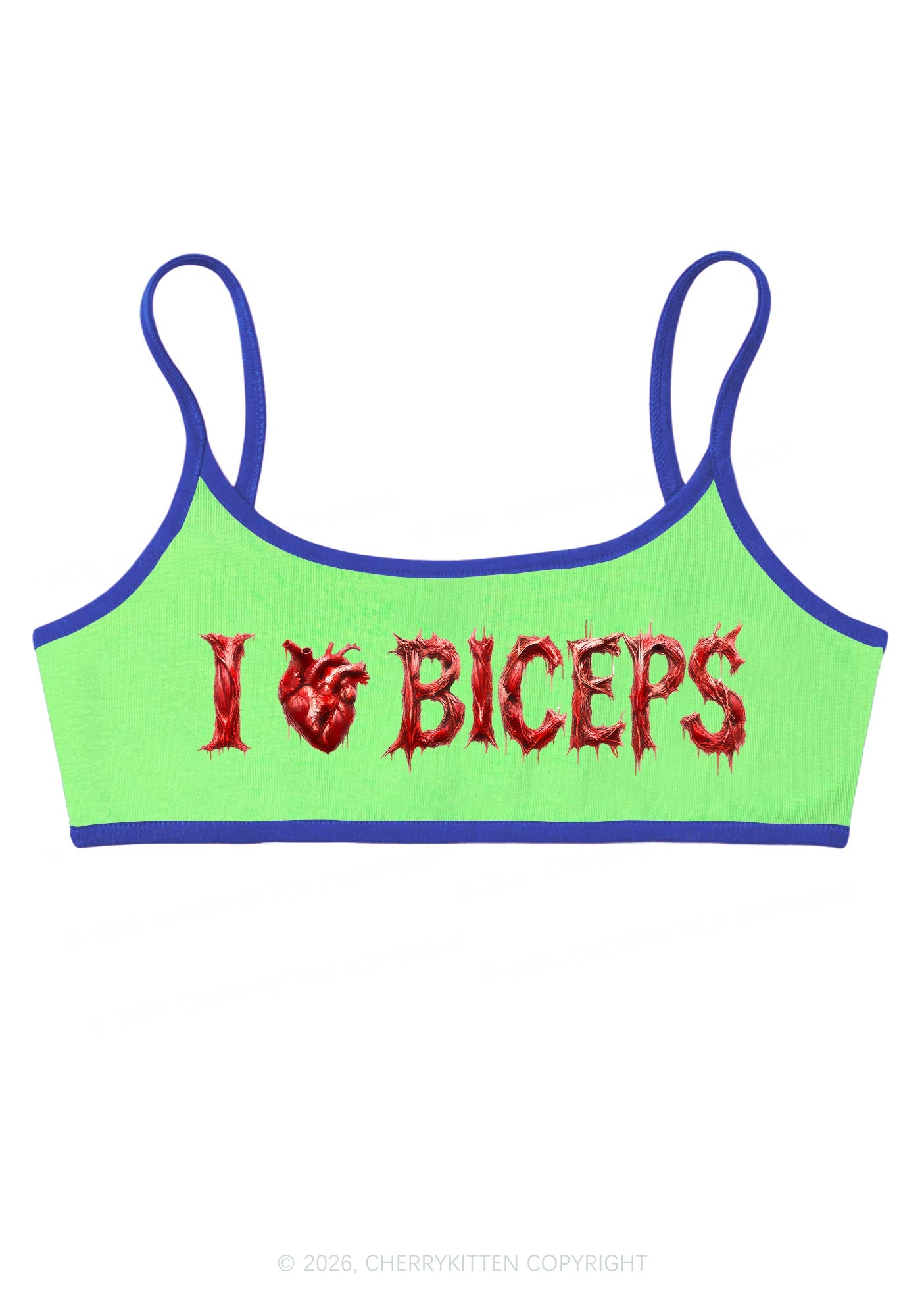 Halloween Gore Heart I Love Biceps Y2K Super Crop Cami Cherrykitten