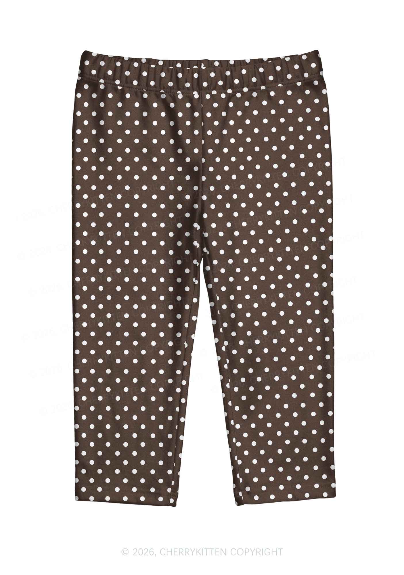 White Dots On Brown Y2K Print Capri Pants Cherrykitten