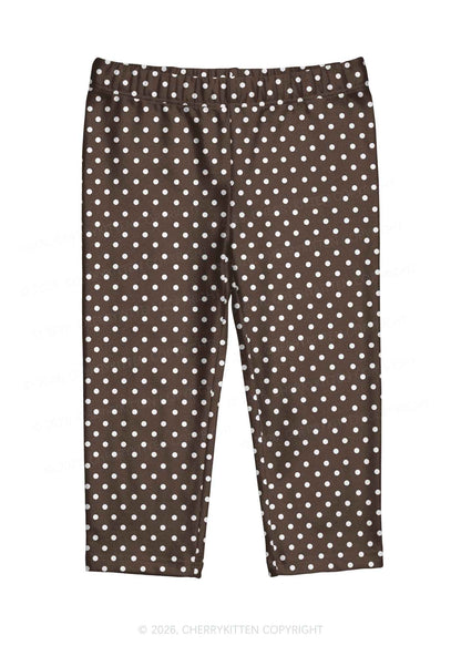 White Dots On Brown Y2K Print Capri Pants Cherrykitten