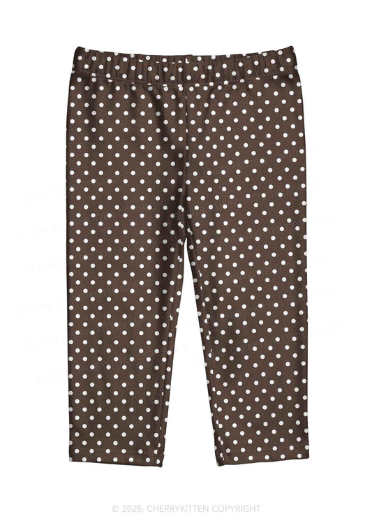 White Dots On Brown Y2K Print Capri Pants Cherrykitten