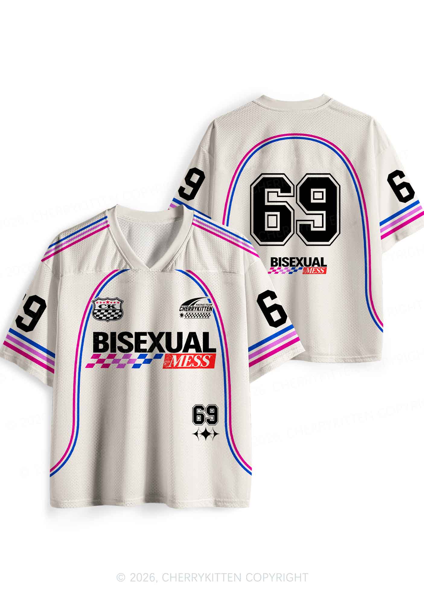 Creamy White Bisexual Mess Pride Y2K Sport Jersey Shirts Cherrykitten