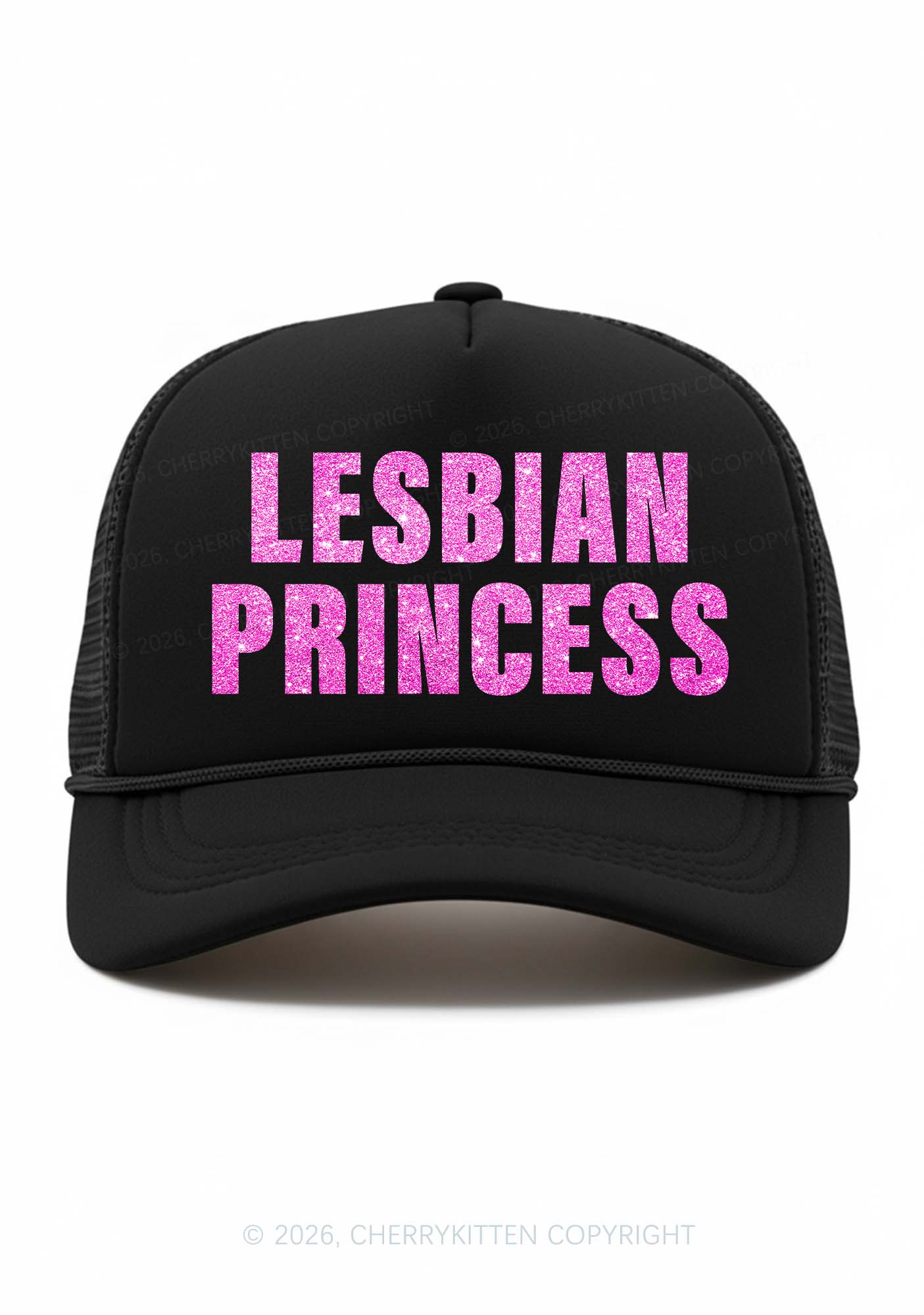 Glitter Lesbian Princess Pride Y2K Trucker Hat Cherrykitten