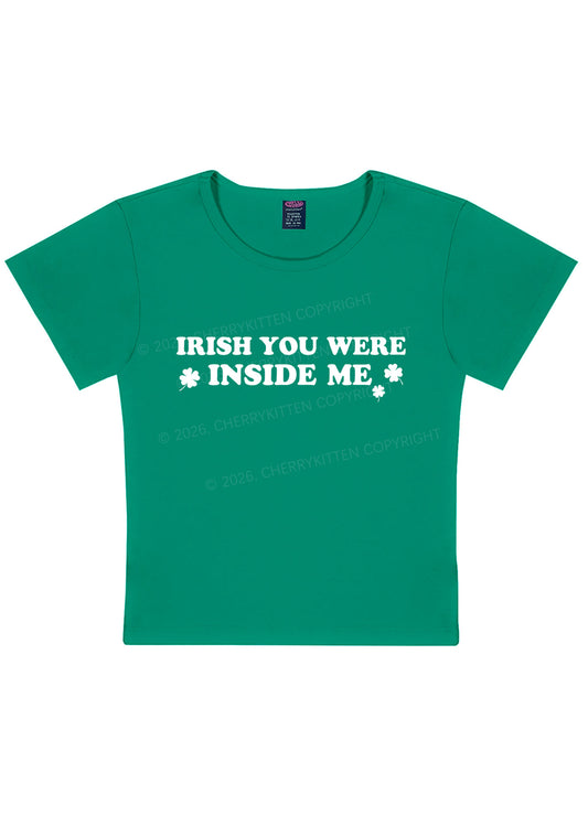 Irish You Were Inside Me St Patricks Y2K Baby Tee Cherrykitten