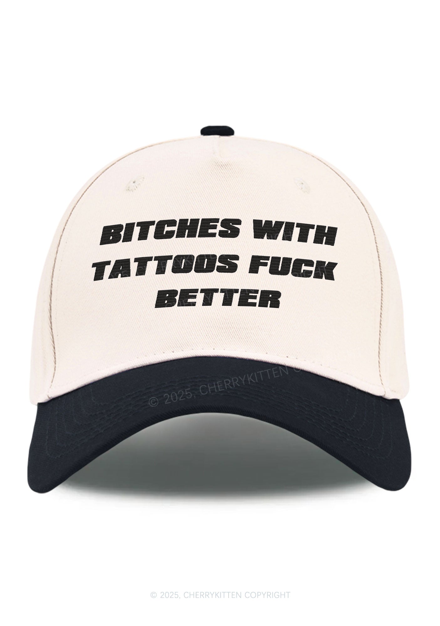 Embroidered Bxxches With Tattoos Fxxk Better Y2K Color Block Baseball Cap Cherrykitten
