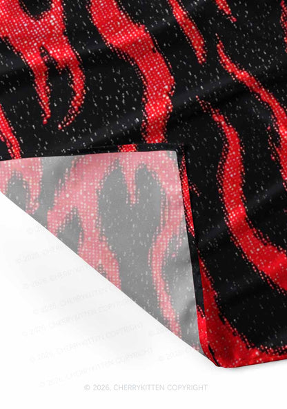Red Flame Y2K Print Square Bandana Cherrykitten