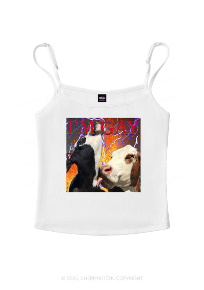 Gay Cow Play Pride Y2K Spaghetti Strap Cami Cherrykitten
