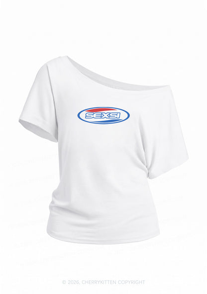 Sexsi Slogan Y2K Off Shoulder Tee Cherrykitten