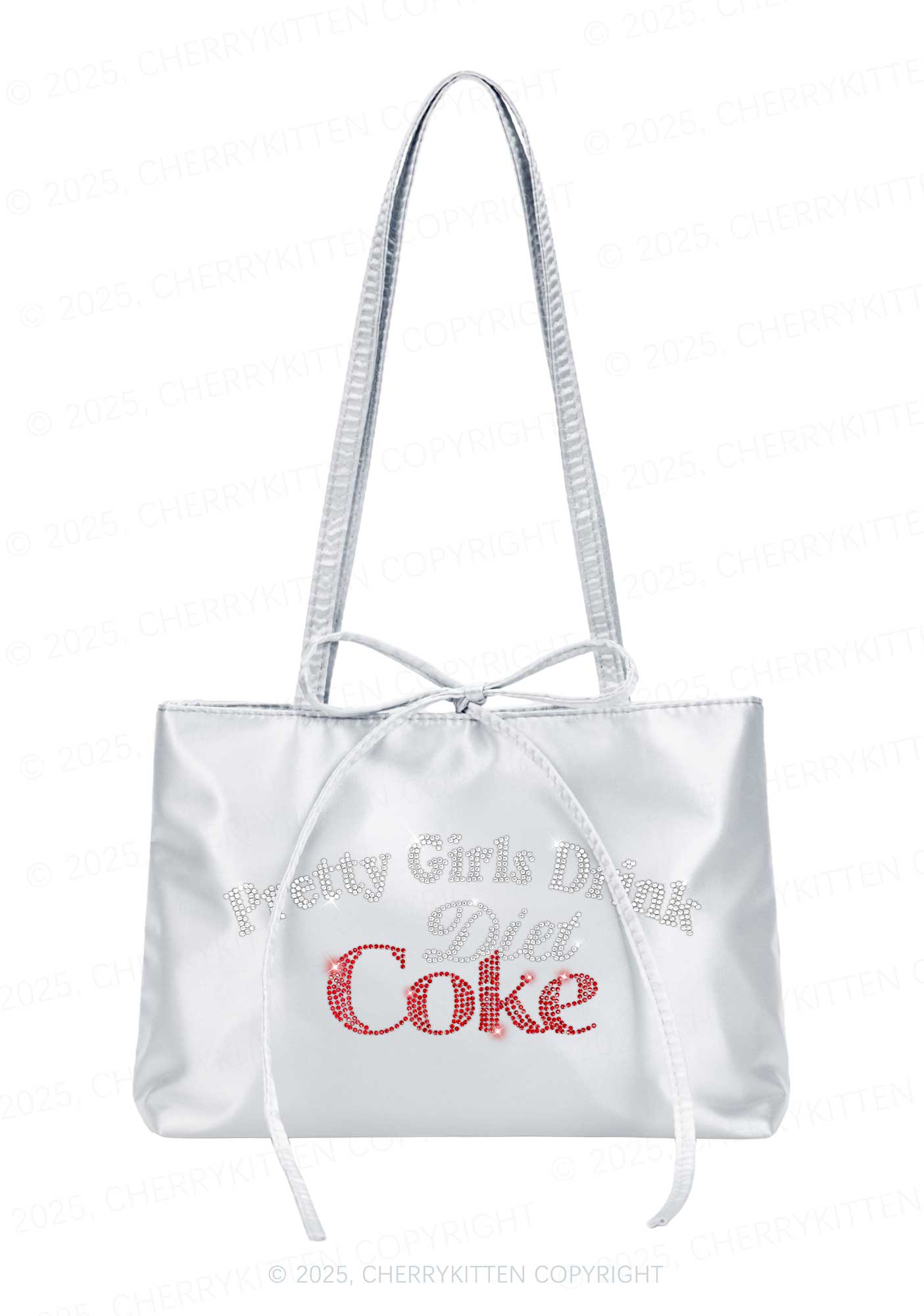 Rhinestone Pretty Girls Drink Diet Coke Y2K Satin Bags Cherrykitten