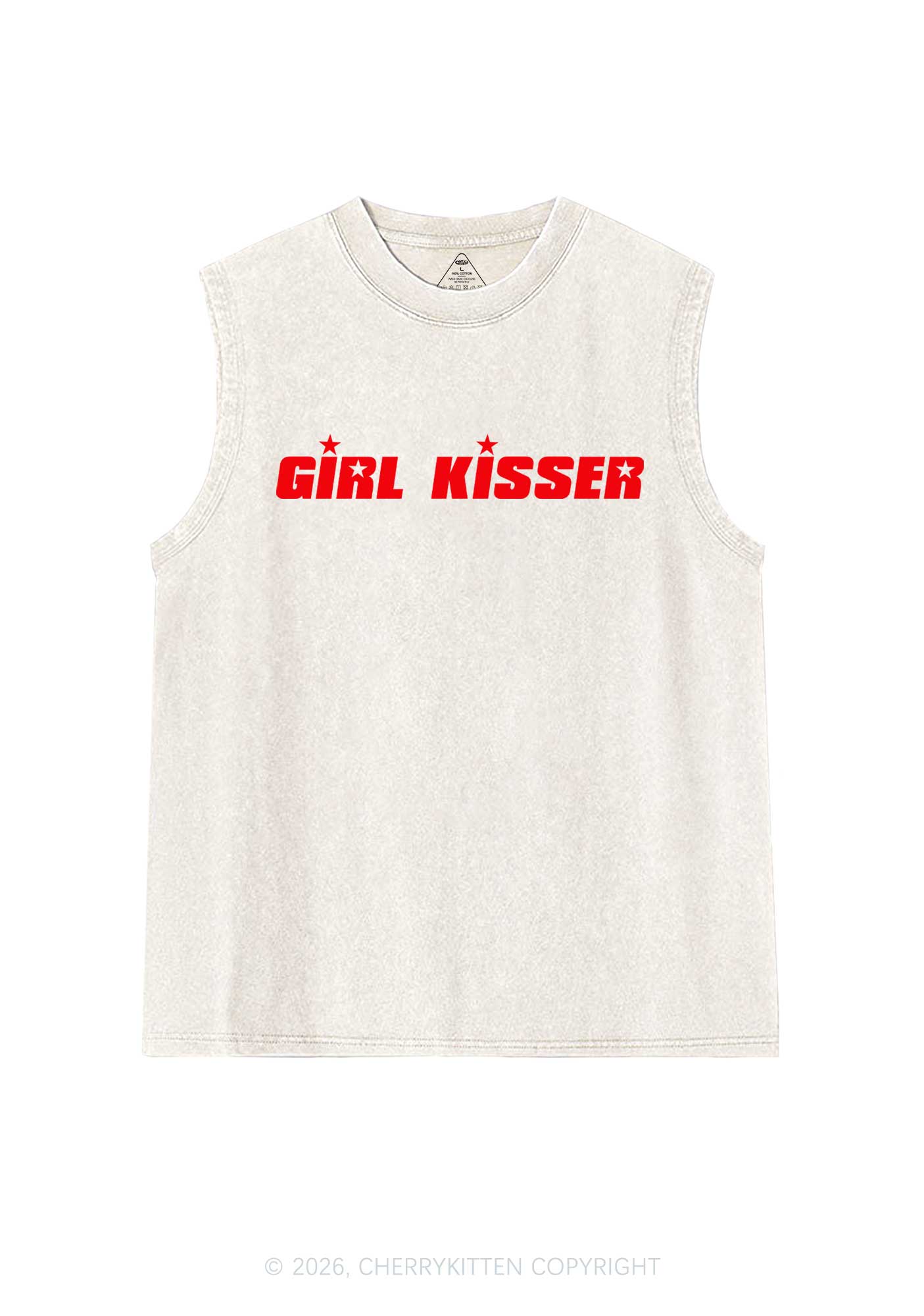Girl Kisser Star Pride Y2K Washed Muscle Tank Cherrykitten