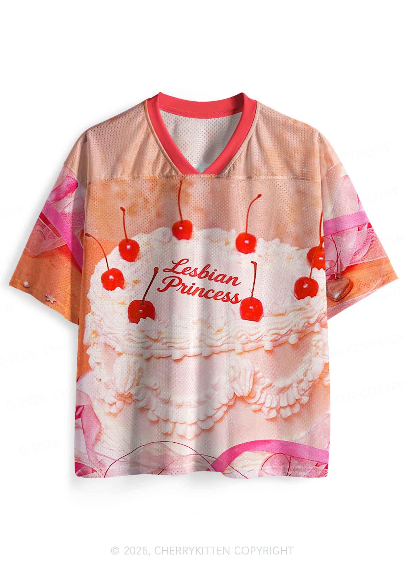 Orange Lesbian Princess Cake Pride Y2K Sport Jersey Shirts Cherrykitten