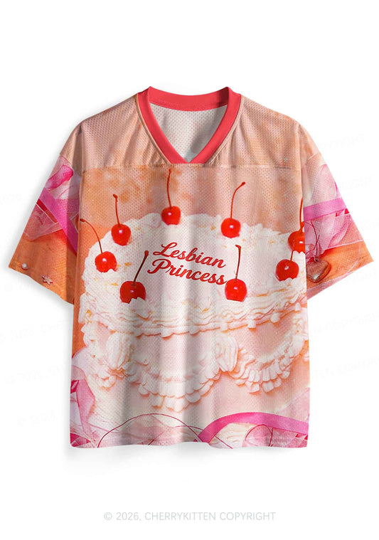 Orange Lesbian Princess Cake Pride Y2K Sport Jersey Shirts Cherrykitten