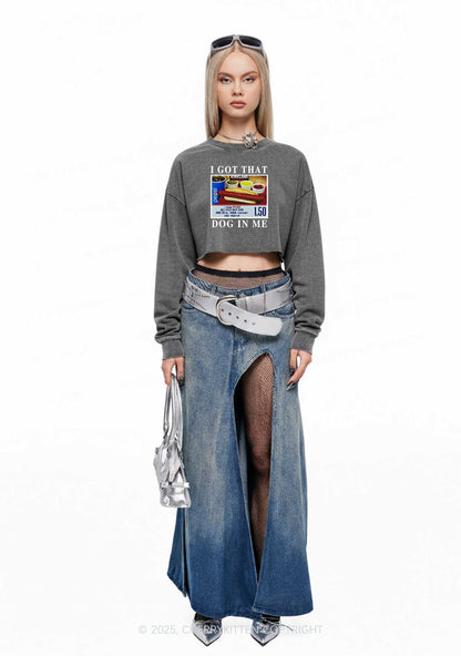 I Got That Hot Dog In Me Y2K Crop Washed Sweatshirts Cherrykitten
