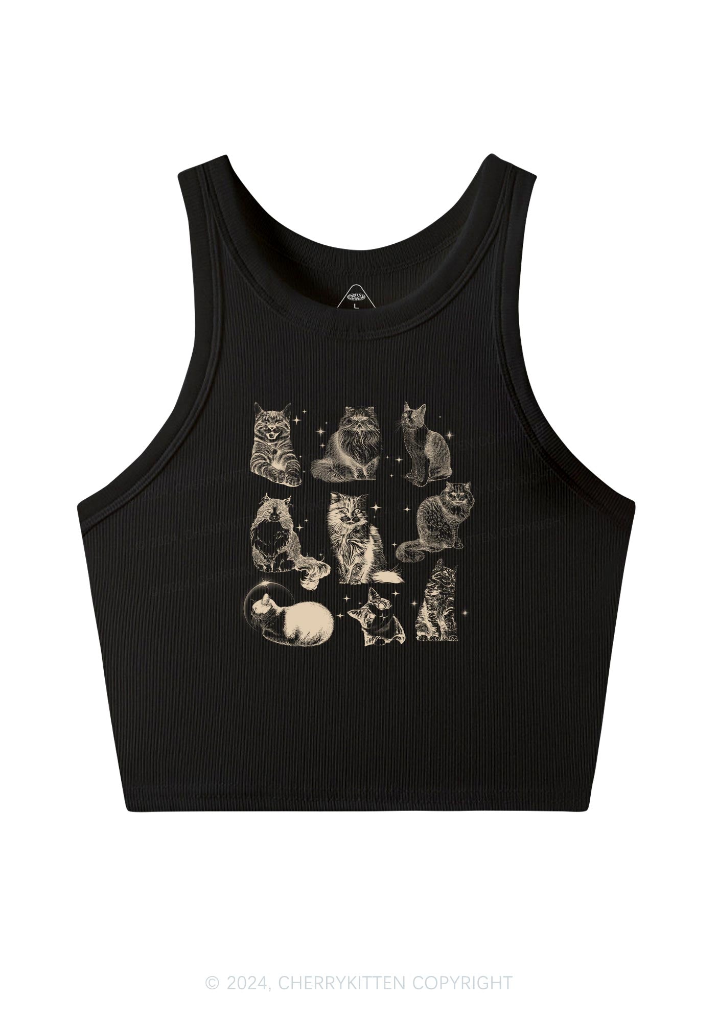 Retro Kitten Y2K Crop Tank Top Cherrykitten
