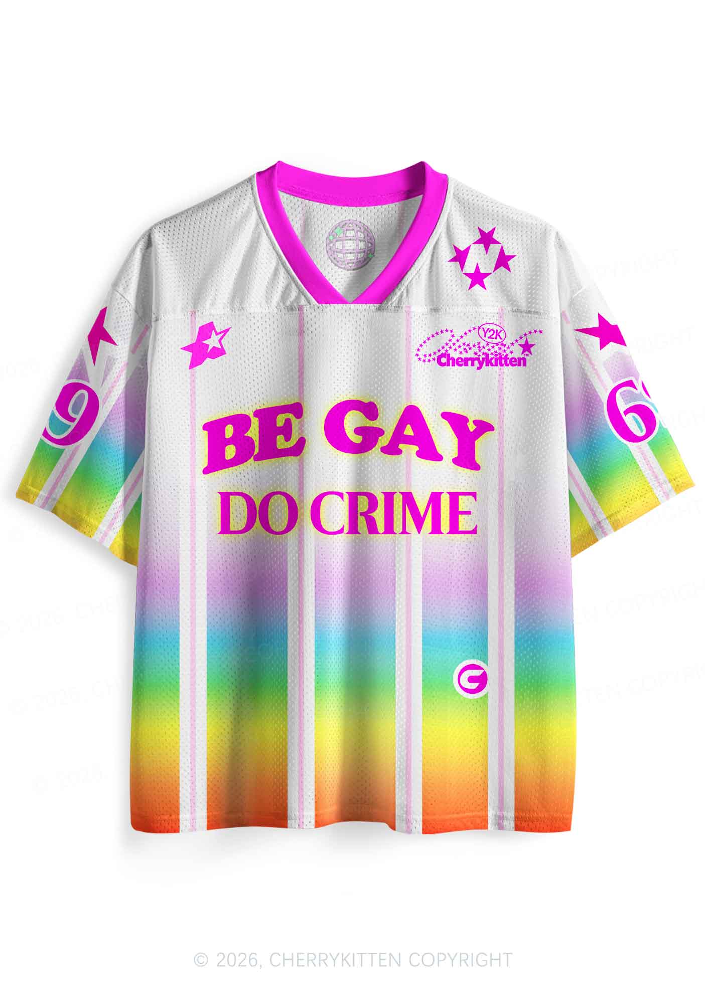 Be Gay Do Crime Rainbow Pride Y2K Sport Jersey Shirts Cherrykitten