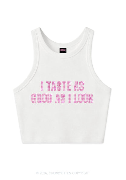 Rhinestone Taste Good Y2K Crop Tank Top Cherrykitten