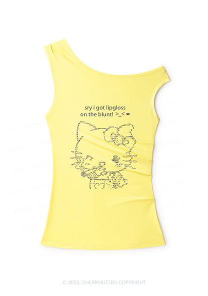 Sorry About Lipgloss Y2K Off Shoulder Tank Top Cherrykitten