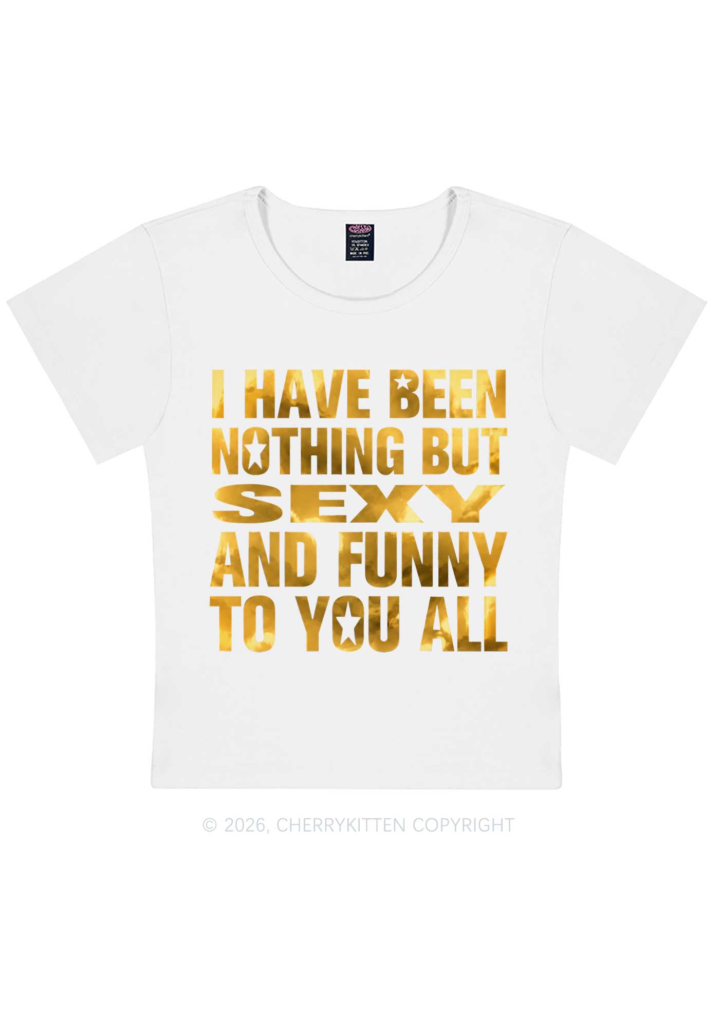 I Have Been Nothing Silver Foil Printed Y2K Baby Tee Cherrykitten