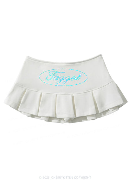 Rhinestone Oval Faggot Pride Y2K Mini Pleated Skirts Cherrykitten