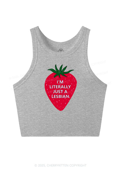Lesbian Strawberry Pride Y2K Crop Tank Top Cherrykitten